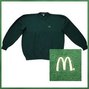Vintage McDonald’s Crew Neck Sweater XXXL Green Cotton Logo USA Andrew Rohan NEW